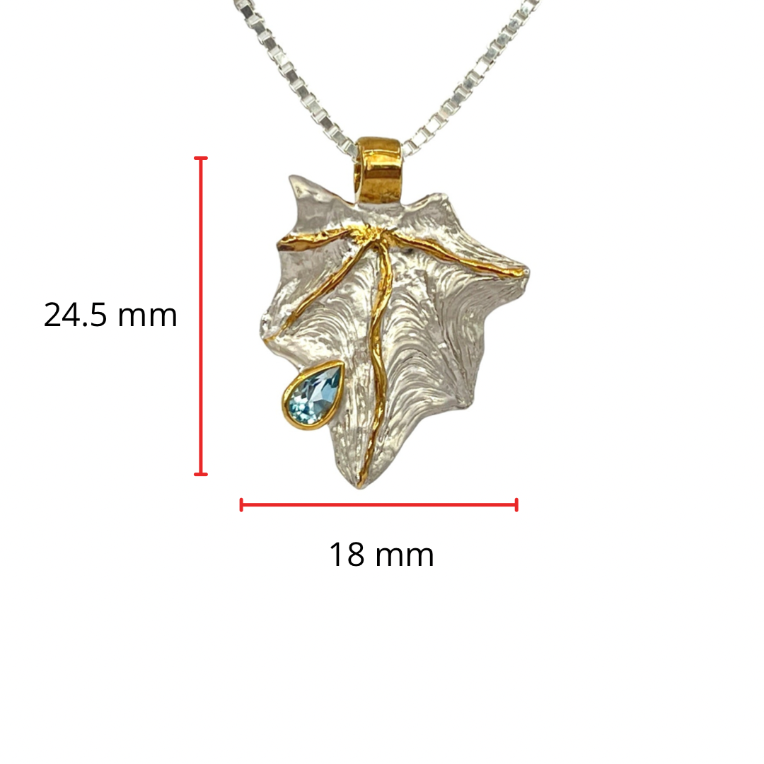Sterling Silver &amp; 18K Yellow Gold Plated 0.28cttw Blue Topaz Pendant, 18&quot;