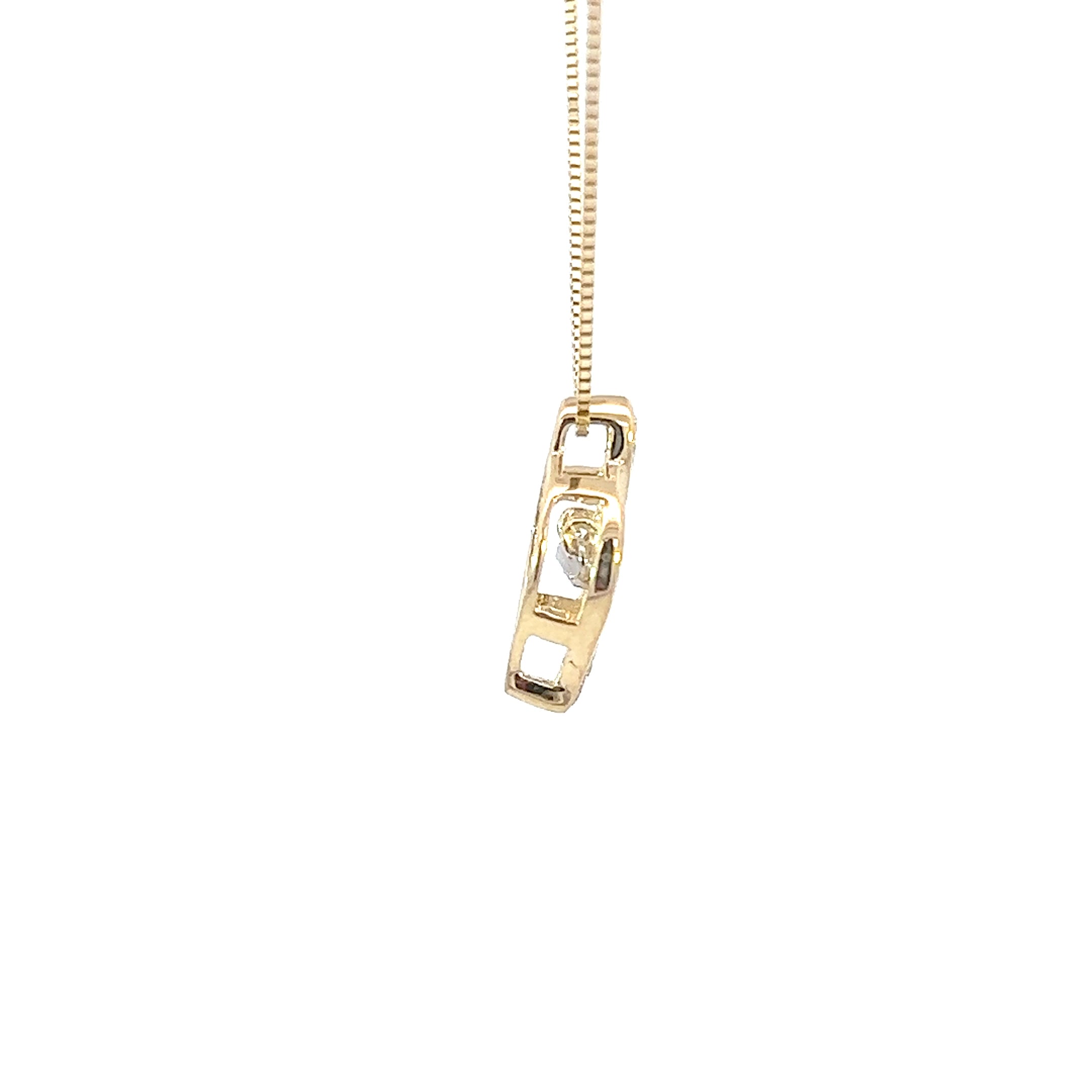 10K Yellow Gold 0.06 cttw Diamond Pulse Pendant, 18"