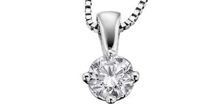 Colgante de diamante canadiense de talla redonda de 0,30 quilates en oro blanco de 14 quilates, 18"