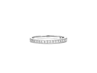 Anillo de oro blanco de 10 quilates con pavé de diamantes de 0,10 quilates, tamaño 6,5