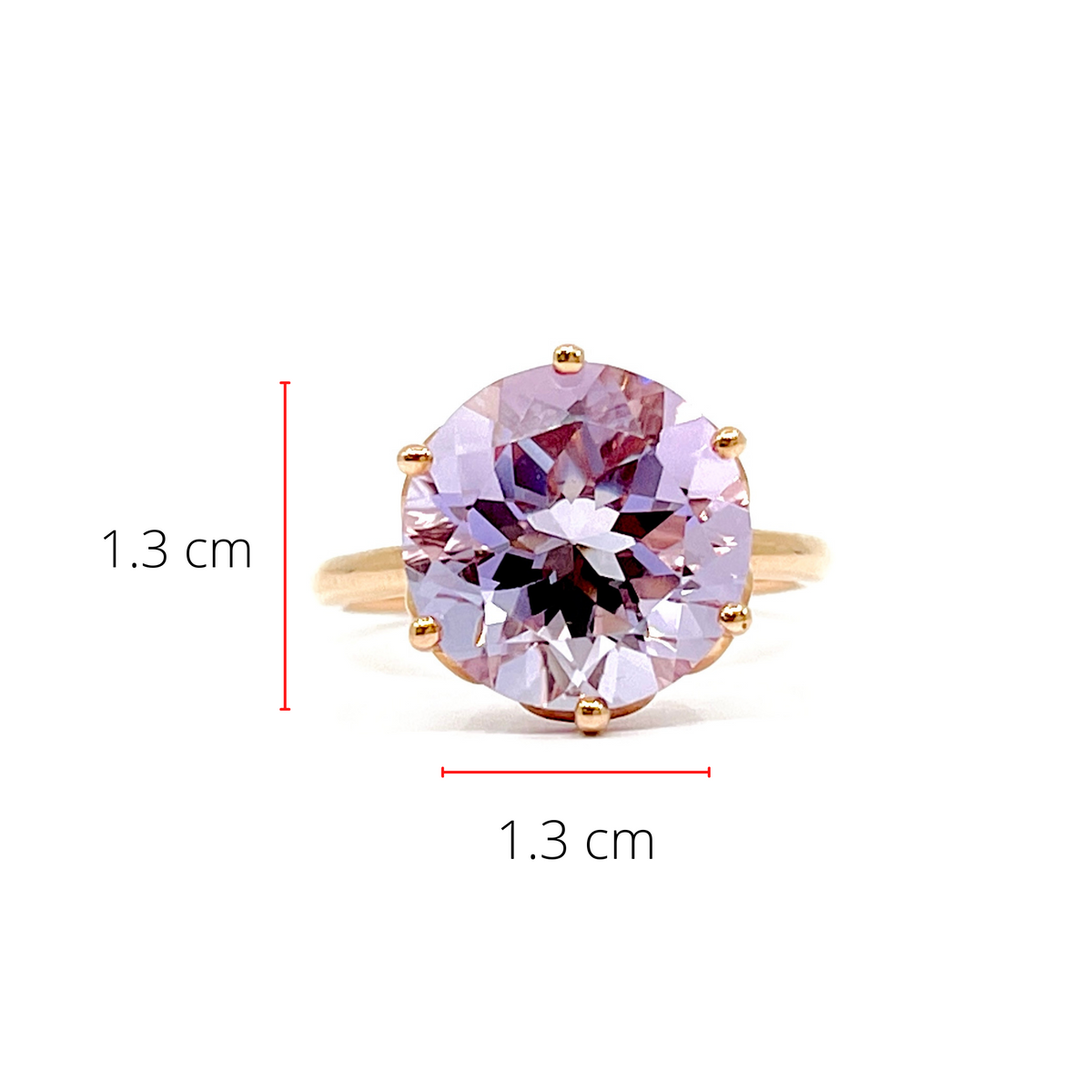 10K Rose Gold 5 carat Genuine Lilac Amethyst Ring, size 6.5