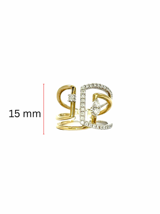 Anillo de diamantes de 0,37 quilates en oro de 14 quilates en dos tonos, talla 6