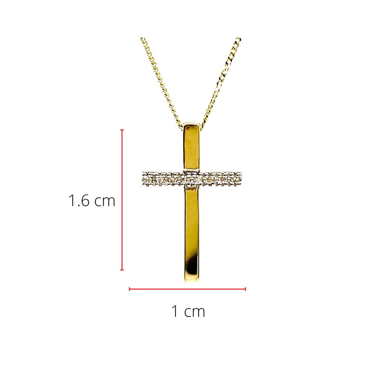 10K Yellow Gold 0.02cttw Diamond Cross Pendant, 18&quot;