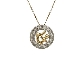 Colgante de diamantes de 0,12 quilates en oro blanco y amarillo de 10 quilates, 18"