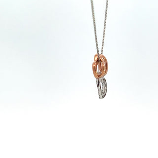Colgante de diamantes de 0,06 quilates en oro blanco y rosa de 10 quilates - 18"