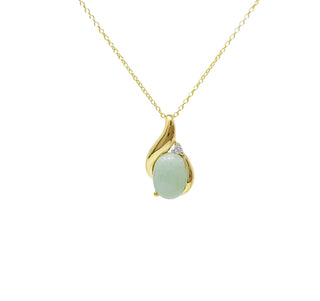 Colgante de diamantes y jade en oro amarillo de 10 quilates - 18"