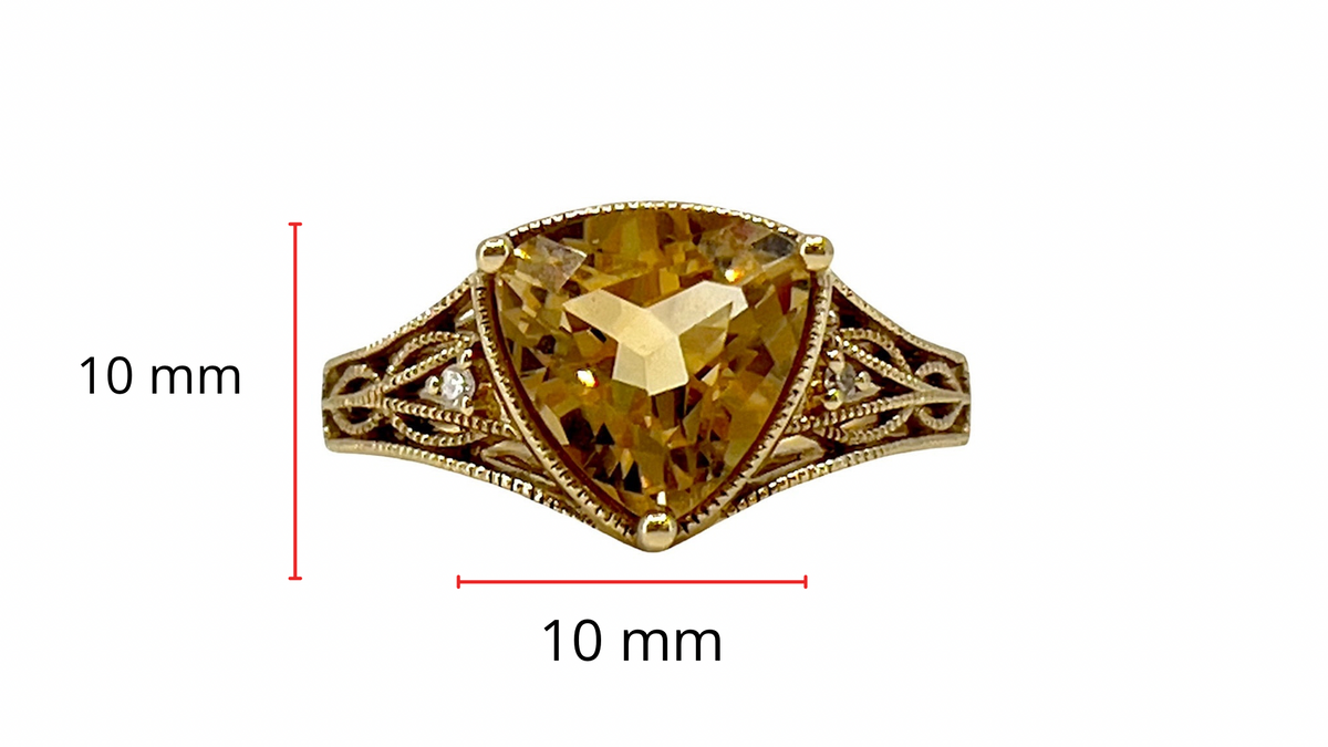 10K Yellow Gold Citrine and Diamond Ring, size 7