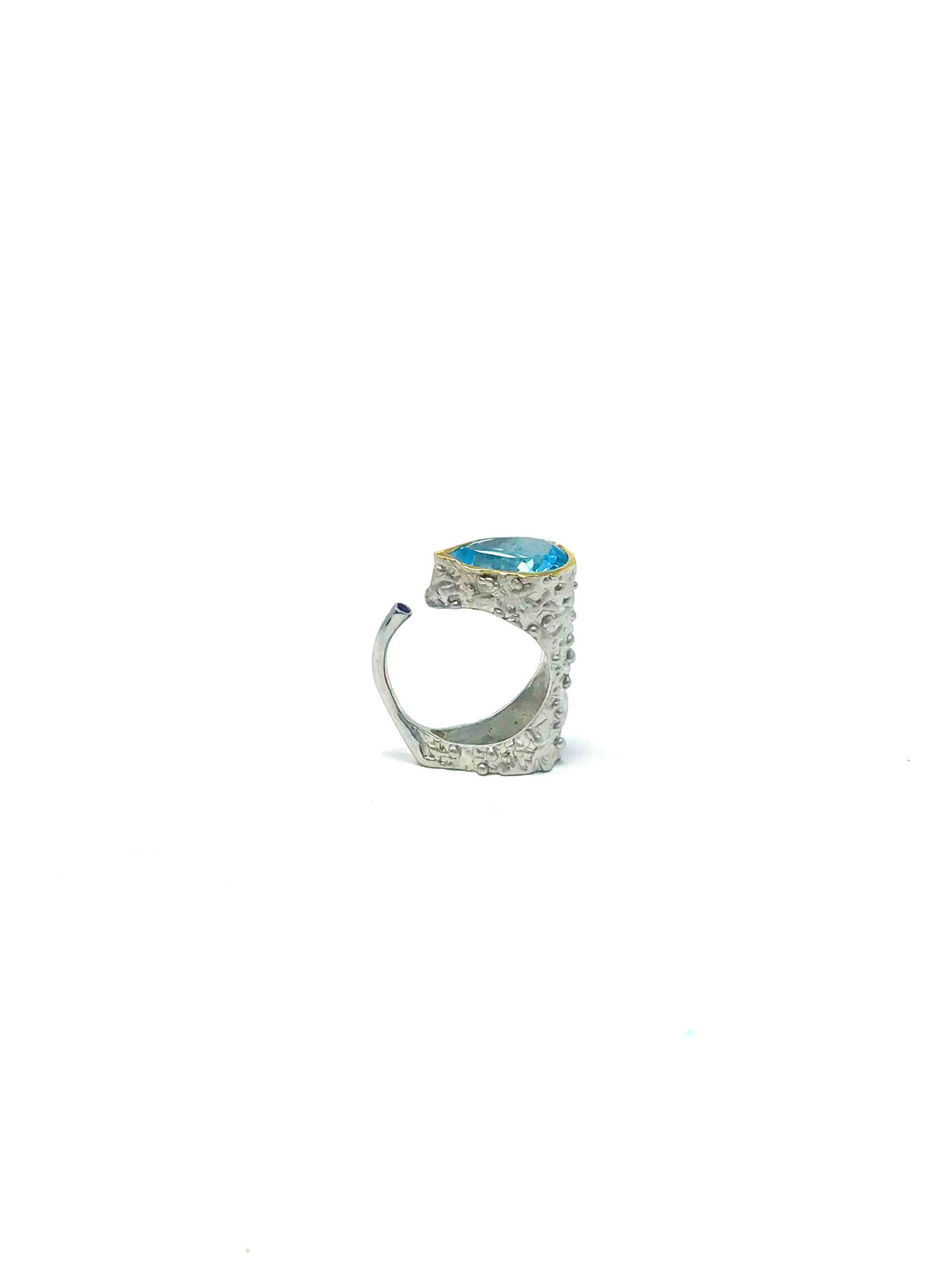 Silver Blue Topaz and Sapphire Ring