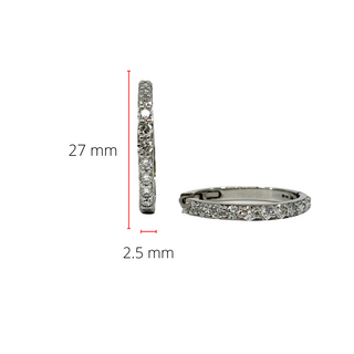 Aretes tipo argolla con diamantes cultivados en laboratorio, oro blanco de 14 quilates, 1,50 quilates, 24 mm