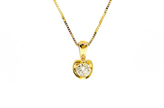 Colgante con solitario de diamante canadiense de 0,30 quilates en oro amarillo de 14 quilates, 18"