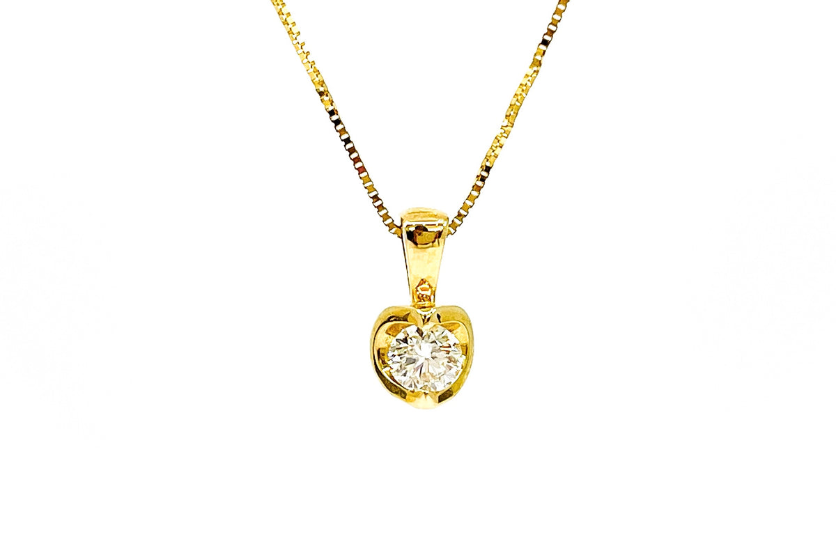 14K Yellow Gold 0.30cttw Canadian Diamond Solitaire Pendant, 18&quot;