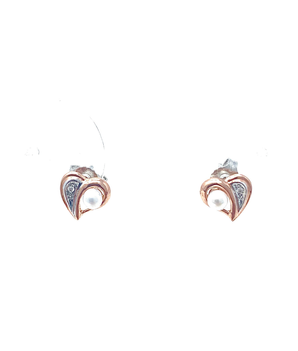 Rose Gold Pearl &amp; Diamond Earrings