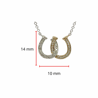 Colgante de herradura doble con diamantes de 0,11 quilates en oro blanco y amarillo de 14 quilates, 18"