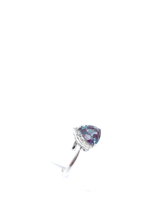 Created Alexandrite and Diamond Ring