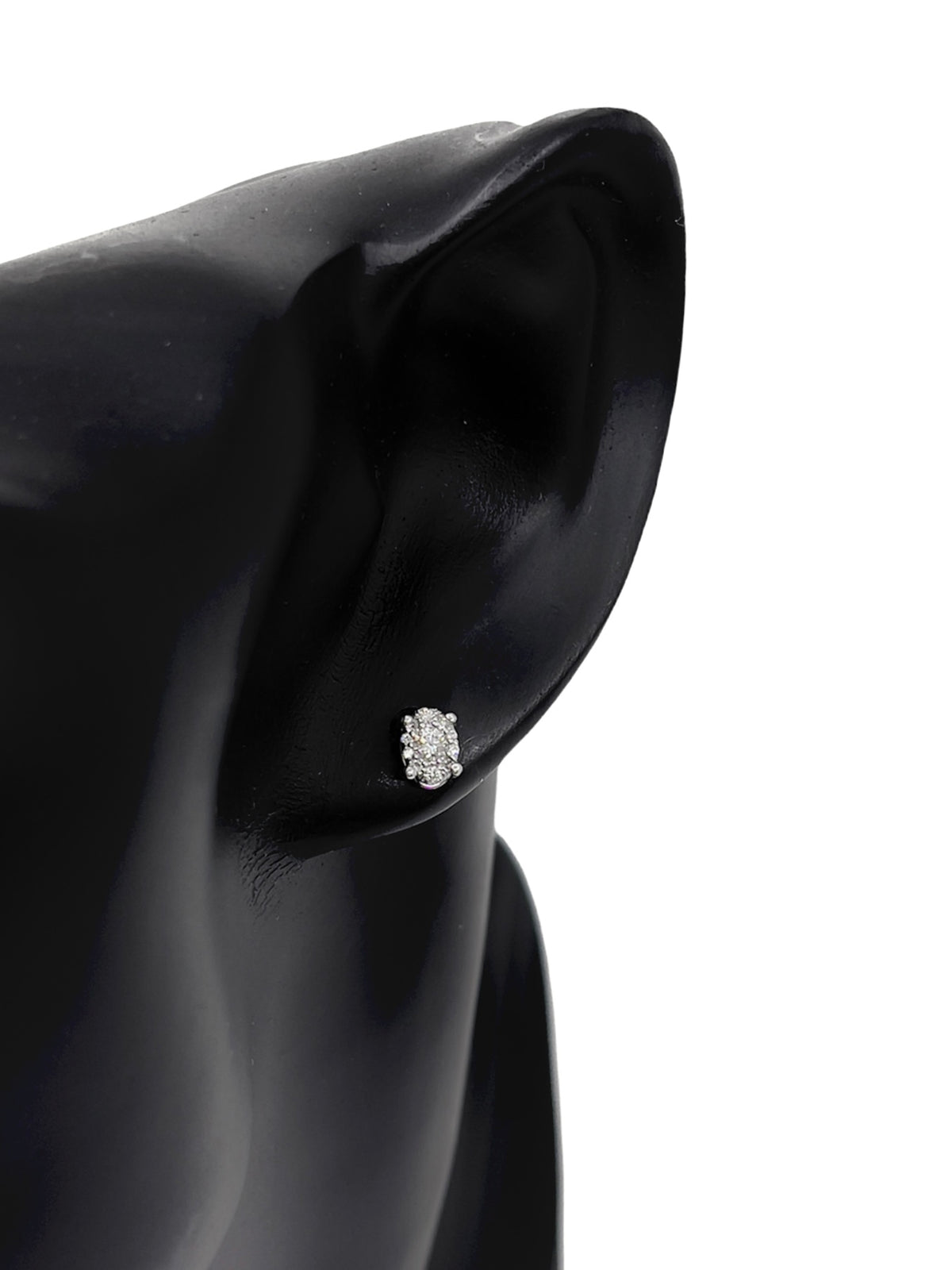 10K White Gold 0.22cttw Diamond Oval Cluster Shaped Stud Earrings