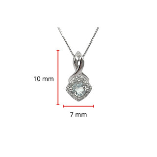 10K White Gold Aquamarine and Diamond Pendant, 18"
