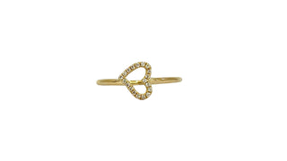 Anillo con forma de corazón de diamantes de 0,08 quilates en oro amarillo de 14 quilates, tamaño 6,5