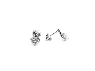 Pendientes de plata de ley 925 con circonita cúbica de 5 mm, 12 mm x 8 mm
