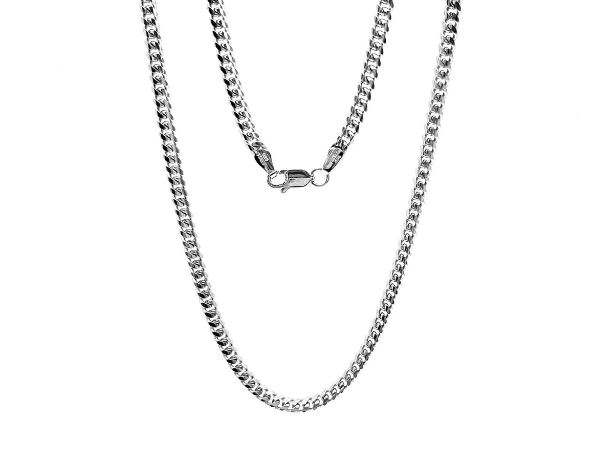 925 Sterling Silver 4.8mm Rhodium Plated Miami Cuban Chain - 22 Inches
