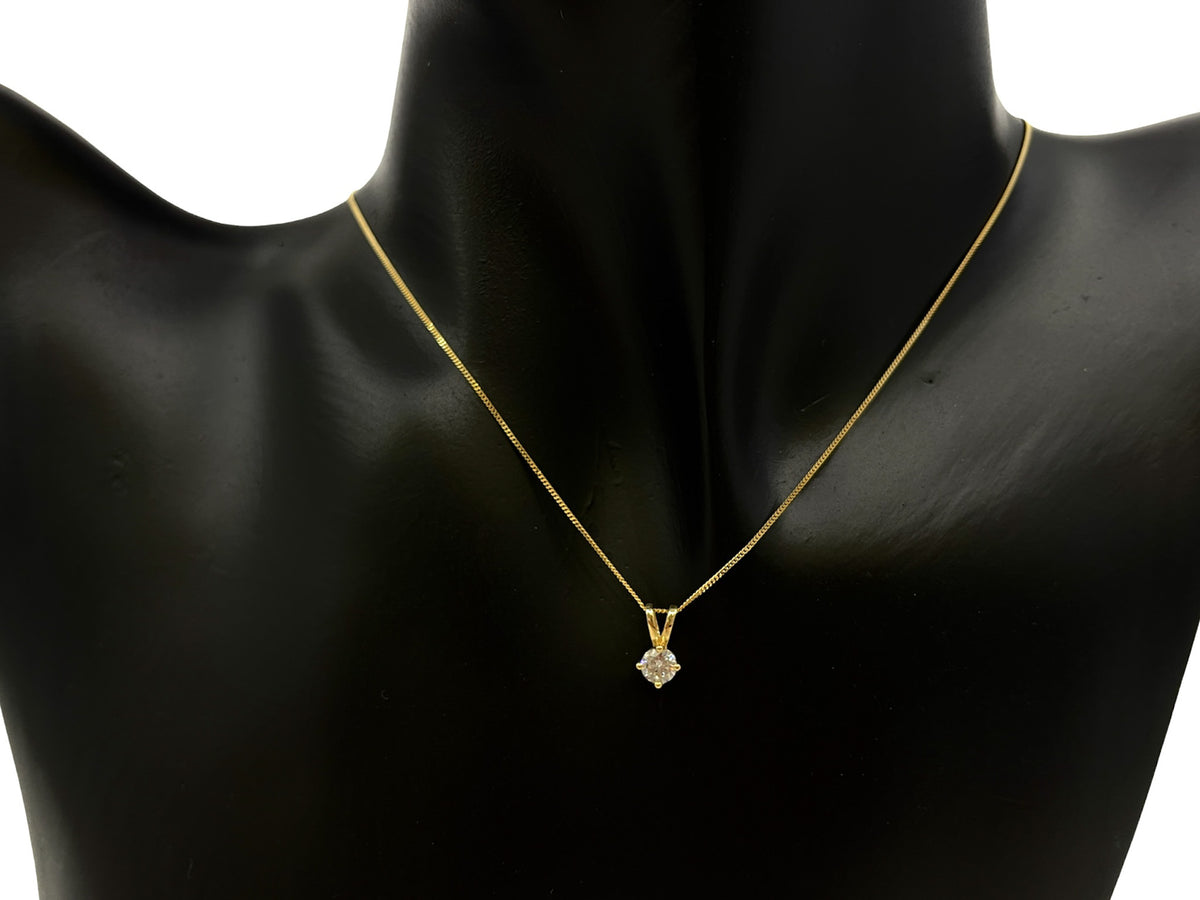 Collar con solitario de diamantes de 0,25 quilates en oro amarillo de 14 quilates - 18 pulgadas