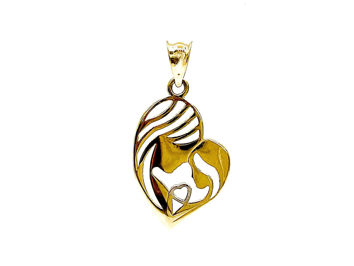 10K Two Tone Yellow and White Gold Mother and Child Charm