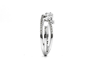 14K White Gold 0.44cttw Baguette and Round Diamond Ring, Size 6.75