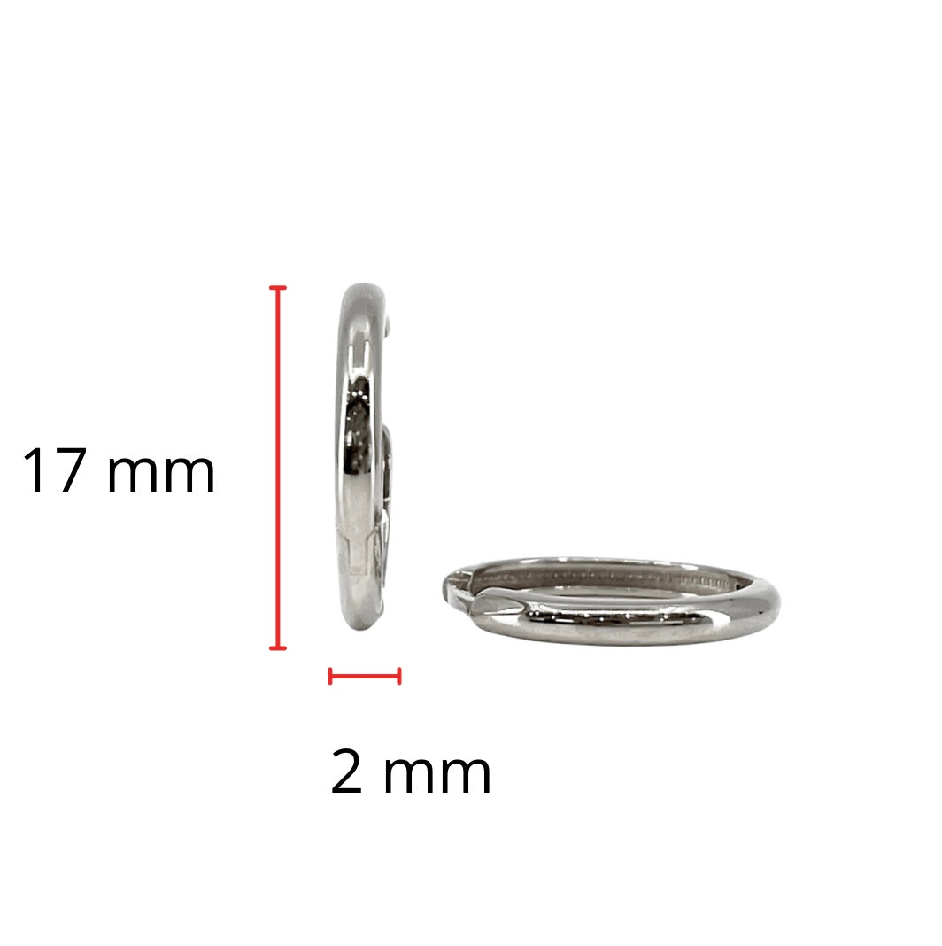 10K White Gold 17mm Huggie Hoop Earring