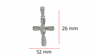 925 Sterling Silver Rhodium Plated Hip Hop Cross with Baguette Cubic Zirconia Cross Pendant - 50mm x 24mm
