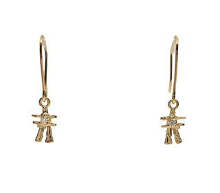 Pendientes colgantes Inukshuk de oro amarillo de 14 quilates de 0,006 quilates, 6 mm x 25 mm