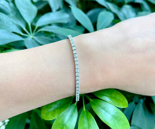 Brazalete de tenis con diamantes de 3,00 quilates en oro blanco de 14 quilates, 7"