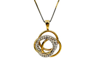 Colgante de diamantes de 0,18 quilates en oro amarillo y blanco de dos tonos de 10 quilates, 18"