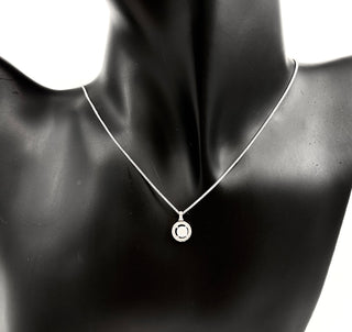Collar con halo/racimo de diamantes canadienses de 0,41 quilates en oro blanco de 10 quilates, 18"