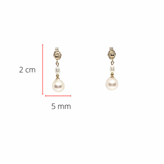 14K Yellow Gold Cultured Pearl Drop Earrings