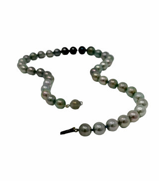 Hilo de perlas de Tahití de 9 a 12,3 mm de oro blanco de 14 quilates - 18"