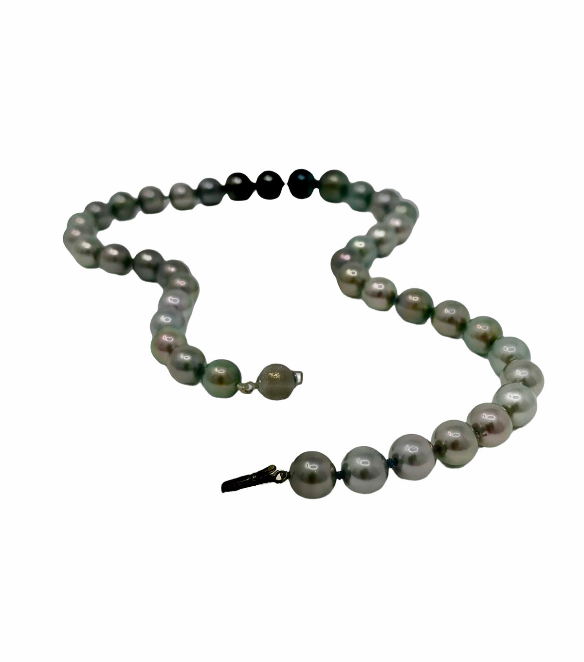 14K White Gold 9-12.3mm Tahitian Pearl Strand - 18&quot;