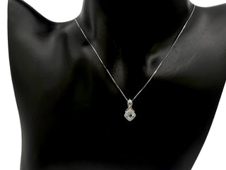 10K White Gold Aquamarine and Diamond Pendant, 18"