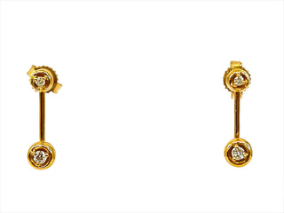 Aretes oscilantes de diamantes de 0,09 quilates en oro amarillo de 14 quilates con parte posterior de mariposa - 4 mm x 14 mm