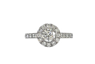 Anillo de compromiso de diamantes de 1,25 quilates en oro blanco de 14 quilates, talla 6