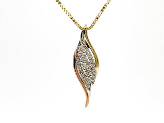 Colgante de diamantes de 0,21 quilates en oro blanco, amarillo y rosa de 10 quilates, 18"