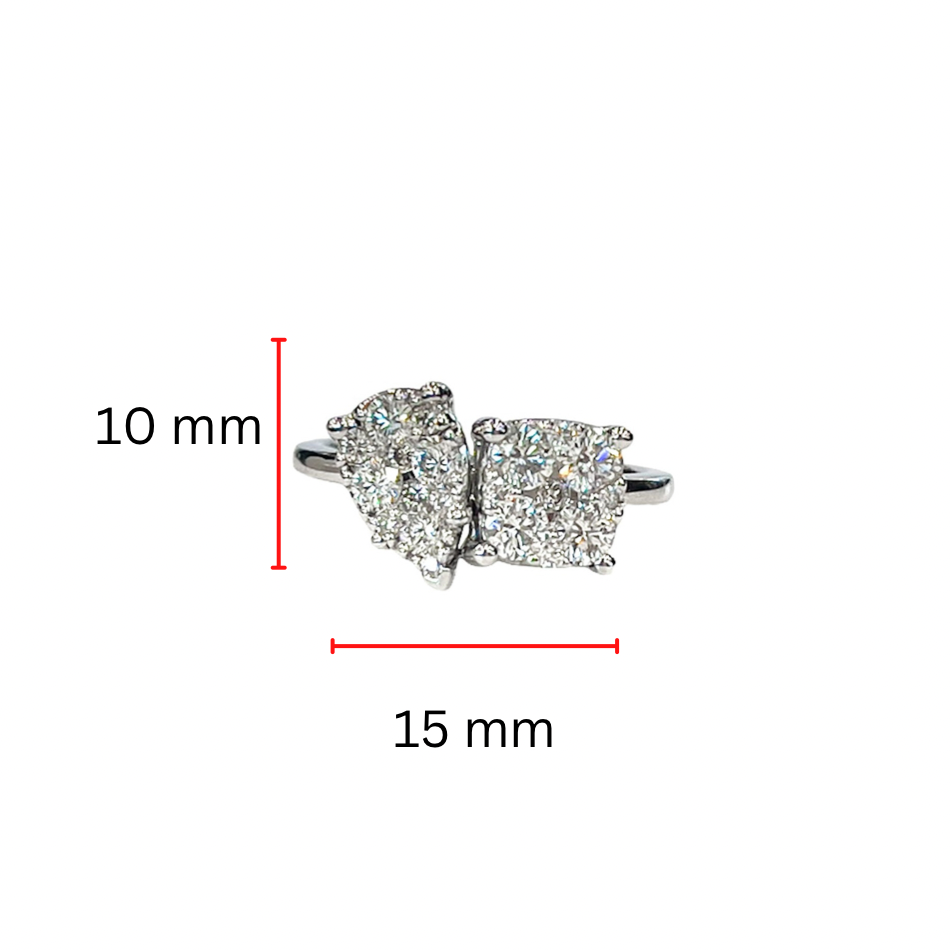 Anillo en racimo de diamantes de 1,00 quilates en oro blanco de 10 quilates, talla 6