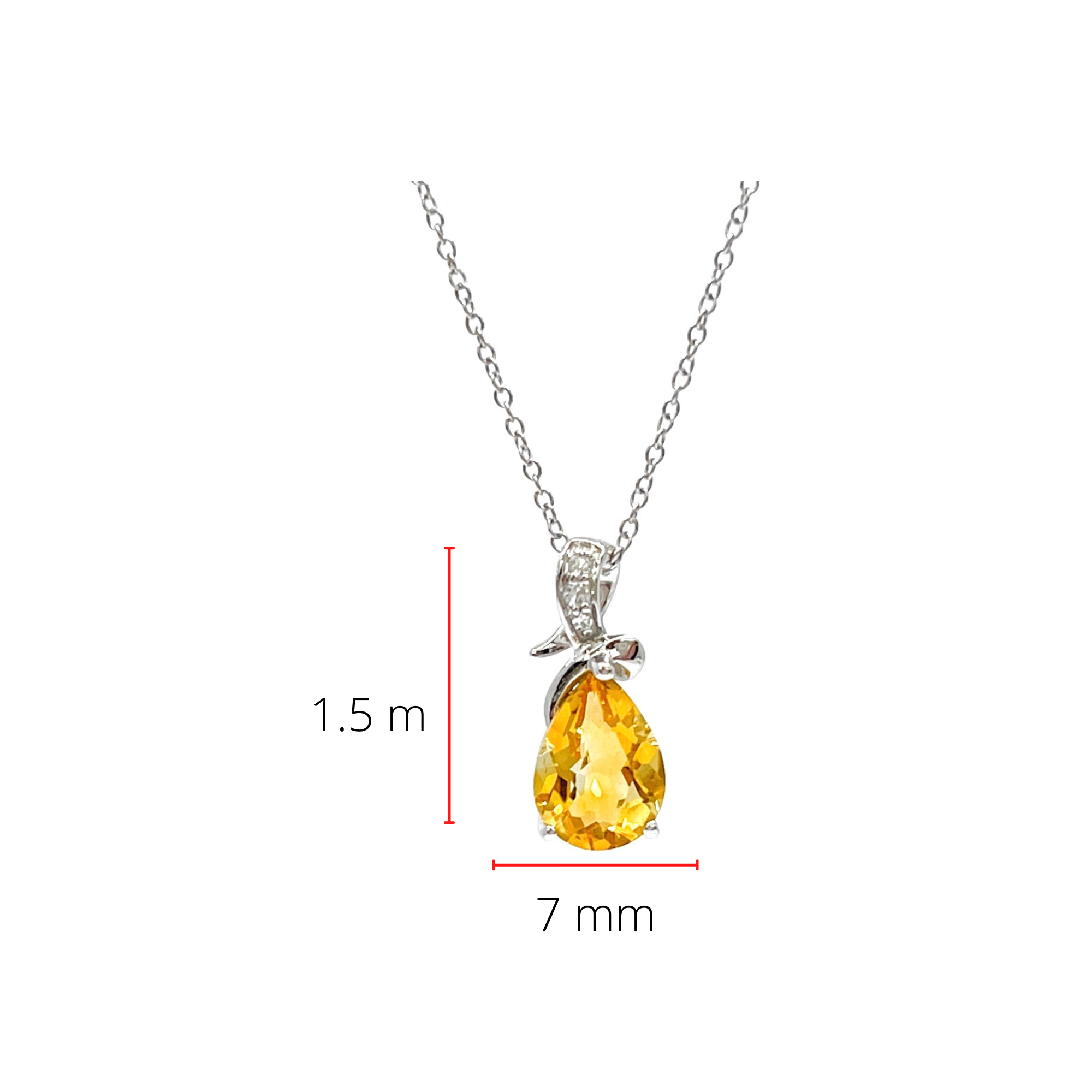 10K White Gold 8 x 6mm Citrine and 0.022cttw Diamond Pendant