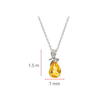 Colgante de oro blanco de 10 quilates con citrino de 8 x 6 mm y diamantes de 0,022 quilates