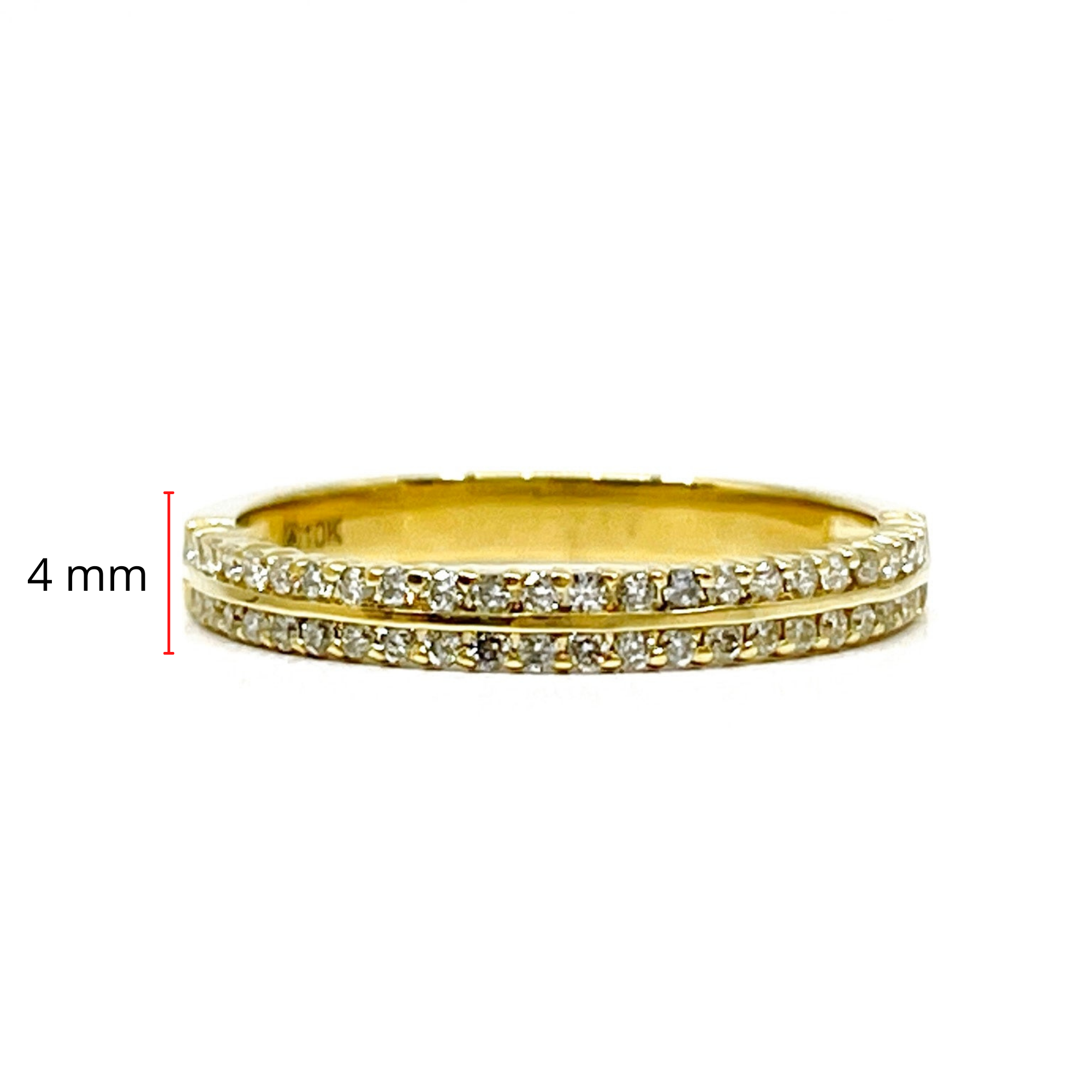 10K Yellow Gold 0.25cttw Diamond Double Band Ring - 6.5 / 4.5