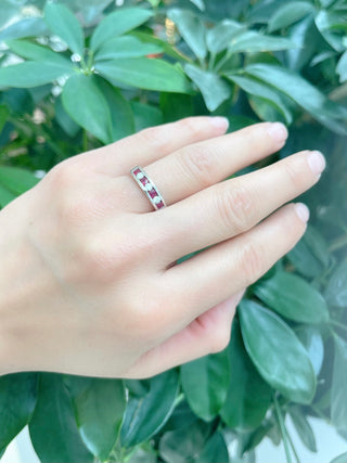10K White Gold Ruby & Diamond Band