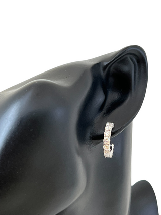 Pendientes de medio aro con circonita cúbica de 3,5 mm de plata de ley 925 - 18 mm