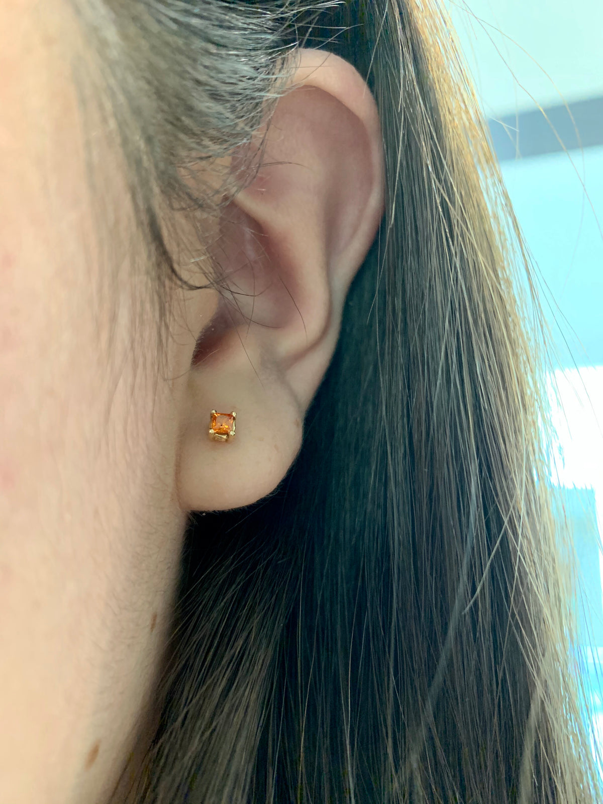Orange Sapphire Stud Earrings
