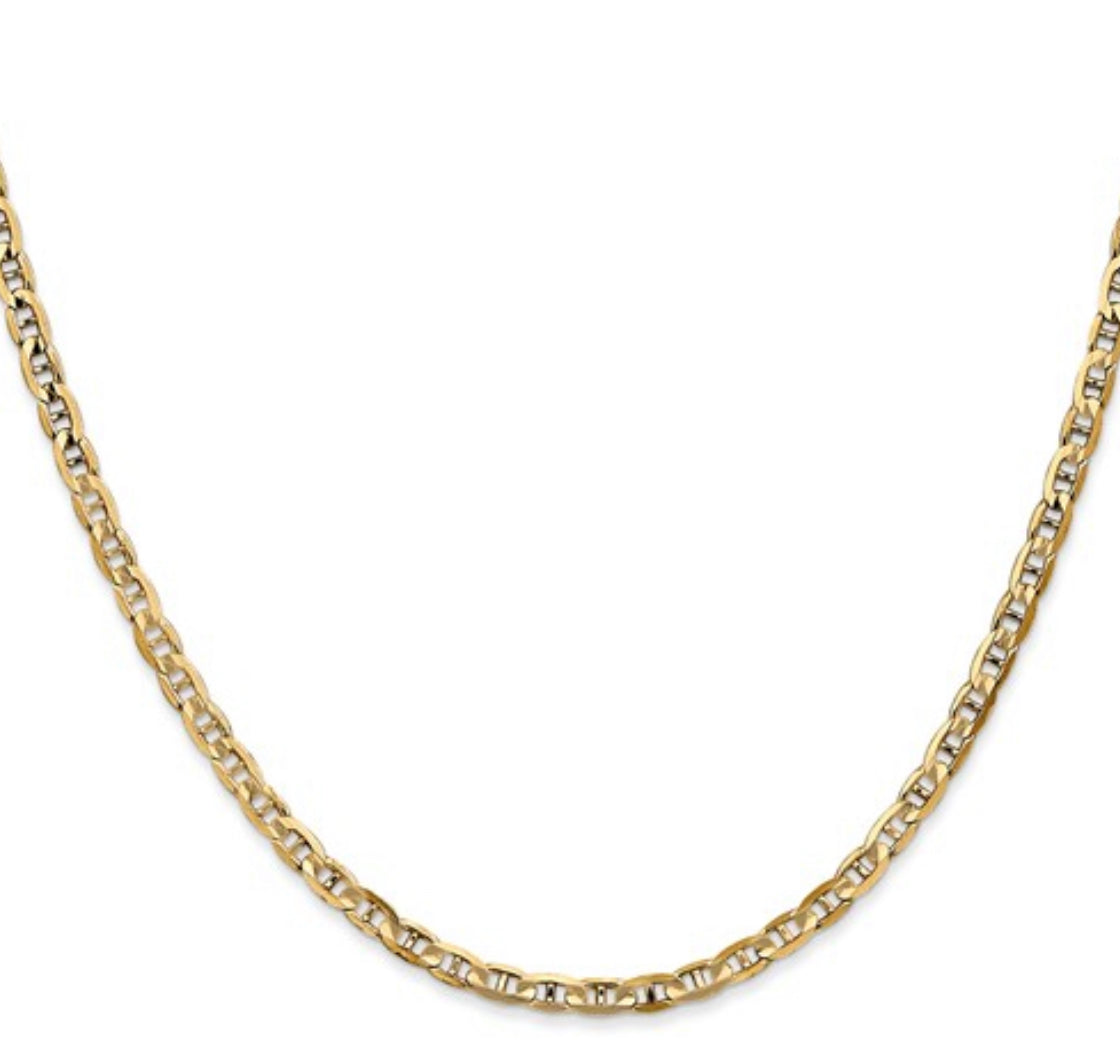 14K Yellow Gold 4.5mm Concave Anchor Chain