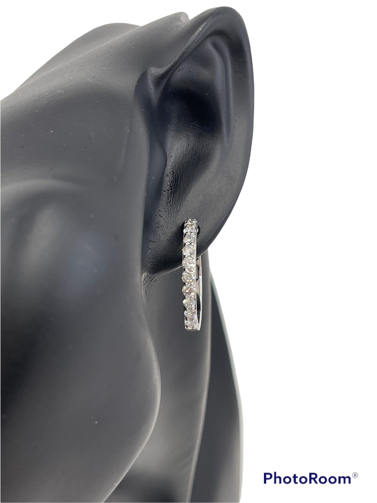 14K White Gold 1.50cttw Lab Grown Diamond Hoop Earrings - 24mm