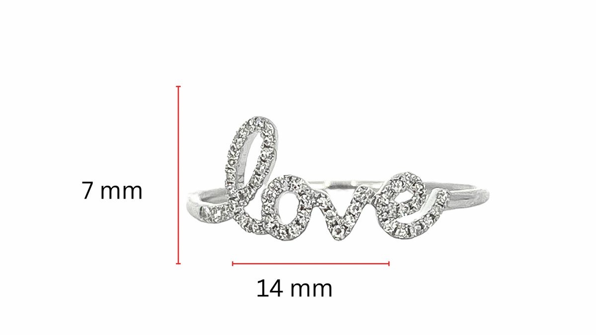 Anillo de amor con diamantes de 0,09 quilates en oro blanco de 14 quilates, talla 6,5