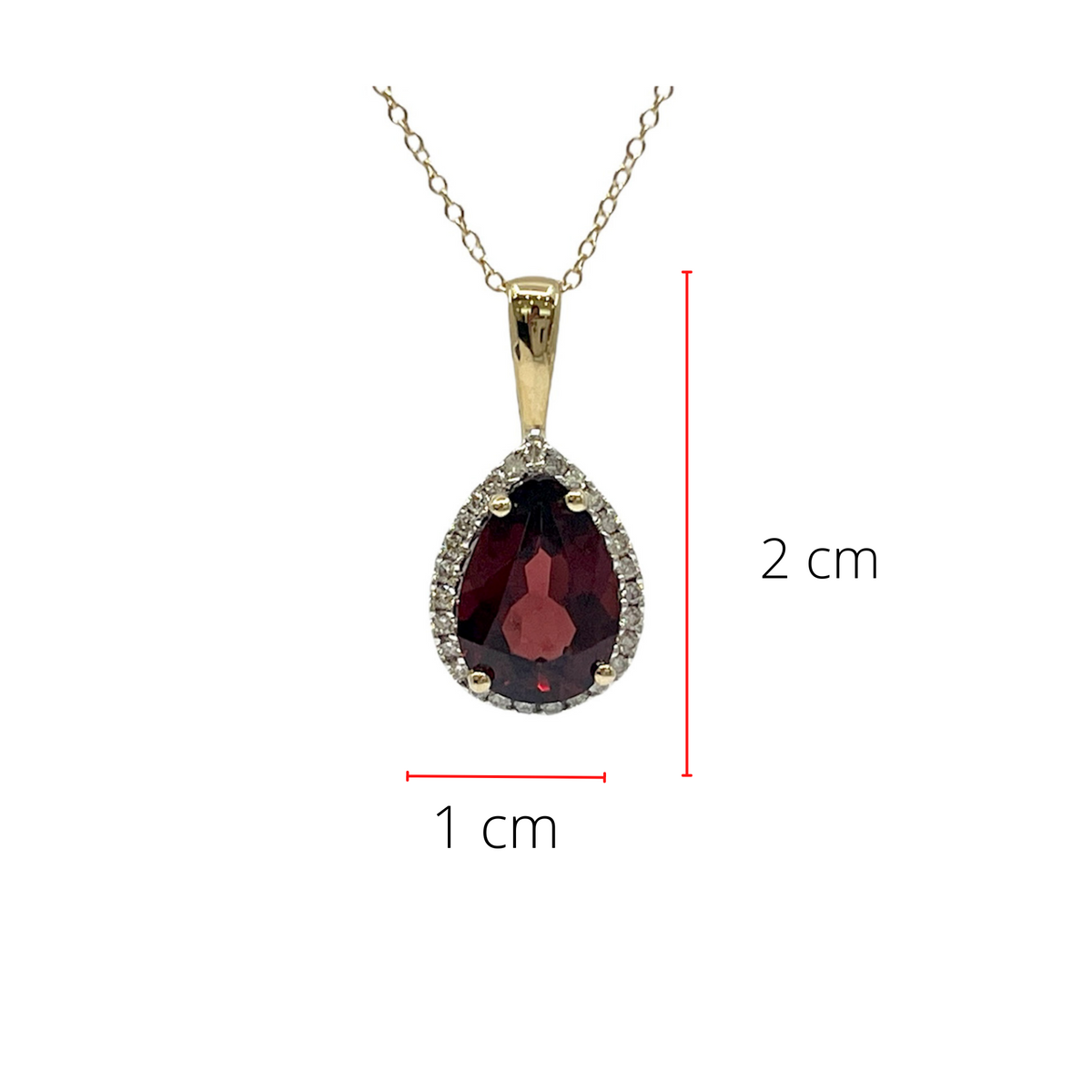 10K Yellow Gold 2.15cttw Garnet and 0.135cttw Diamond Necklace - 18 Inches